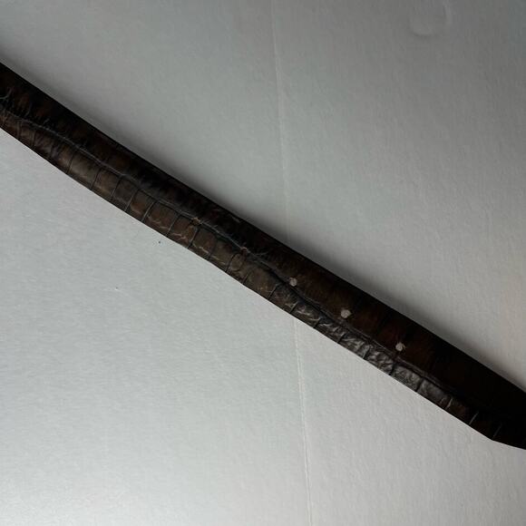 Joan & David Italy Croc Pattern Brown Leather Belt with Silvertone Hardware Sz M - Picture 10 of 12